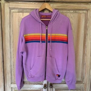 Aviator Nation 5 Stripe Relaxed Zip Hoodie